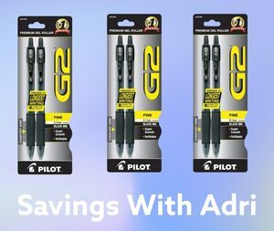Pilot G2 Retractable Gel Ink Pens Fine Point 0.7mm Black 2PK (LOT OF 3)